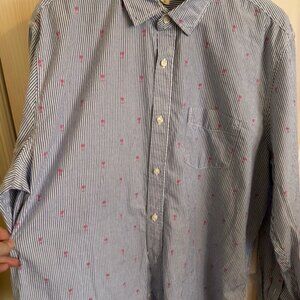 AEROPOSTALE XL Long Sleeve Dress Striped Shirt with Palm Trees in Pink